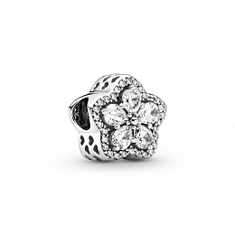 Snowflake sterling silver charm with clearcubic zirconia /799224C01