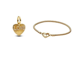 Pandora Gold Plated Bracelet and Charm