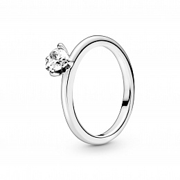 Heart sterling silver ring with clear cubic zirconia/Серебряное кольцо с чистым кубическим цирконием