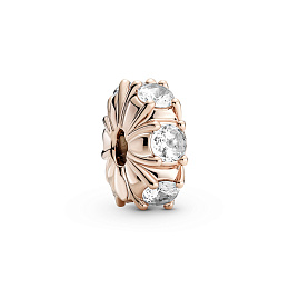 14k Rose gold-plated clip with clear cubic zirconia and silicone grip /780046C01