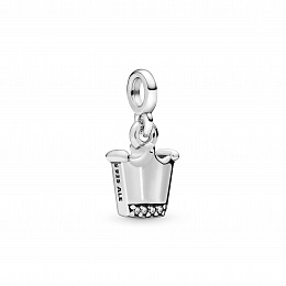 Crown sterling silver dangle charm with clearcubic