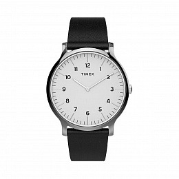 Norway 40mm Silver-tone Case White Dial Black Leat