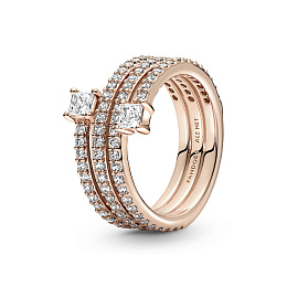 14k Rose gold-plated ring with clear cubic zirconia /180051C01-52