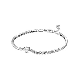 Heart sterling silver tennis bracelet with clear cubic zirconia /590041C01-16