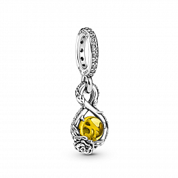 Disney Belle infinity and rose sterling silverpendant with sulphuryellow crystal and clearcubic zir
