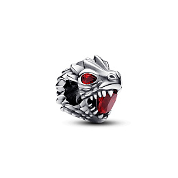 Game of Thrones Dragon head sterling silver charm with salsa red crystal