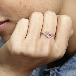 PANDORA Rose 14K Rose Gold Plated Silver Ring/ 188421C04-52