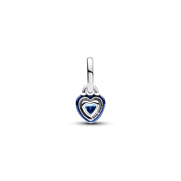 Heart sterling silver mini dangle with blue crystal and blue enamel