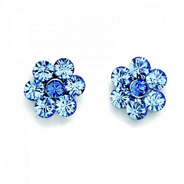 Post earring Flower RH lt. sapphire