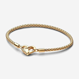Studded chain 14k gold-plated bracelet with heart 