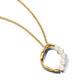 14k Gold-plated pendant necklace with white treated freshwater cultured pearl
