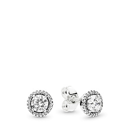 Silver stud earrings with clear cubic zirconia/Серебряные серьги-пусеты с чистым кубическим цирконие