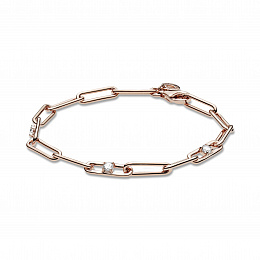 Pandora Rose link bracelet with clearcubic zirconi