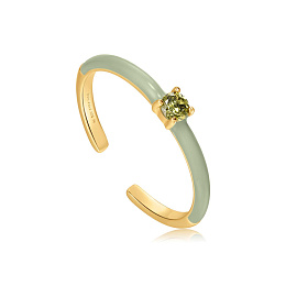 POWDER BLUE ENAMEL GOLD ADJUSTABLE RING