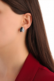 Earrings Leaf rhod. blue