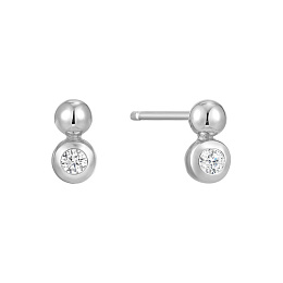 Silver Orb Sparkle Stud Earrings