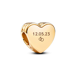 Engravable heart 14k gold-plated charm