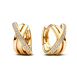 PANDORA Signature 14K Gold Plated Silver Earring/ 263150C01