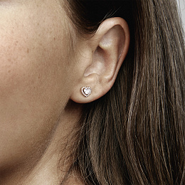 Heart Pandora Rose stud earrings with clearcubic zirconia /288427C01