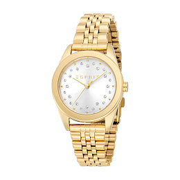 ESPRIT Women Watch, Gold Color Case, Silver Dial, Gold Color Metal Bracelet, 3 Hands, 5 ATM