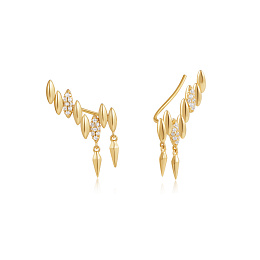 Gold Spike Climber Stud Earrings