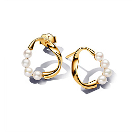 14k Gold-plated stud earrings with white treated freshwater cultured pearl