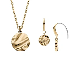 Skagen Stainless Steel Gold Plated Necklace and Earring Set
