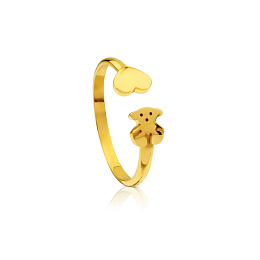 18KT GOLD RING BEAR HEART 6MM N13