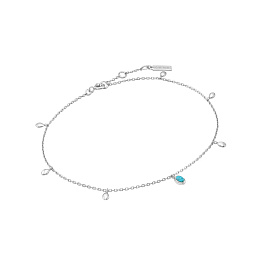 Silver Turquoise Drop Pendant Anklet