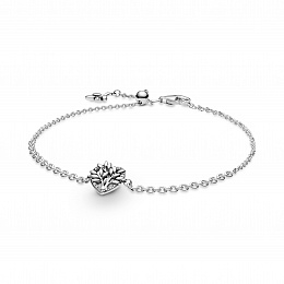 Family tree sterling silver bracelet withclear cubic zirconia /599292C01-20