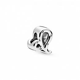 Leo sterling silver charm with clear cubiczirconia