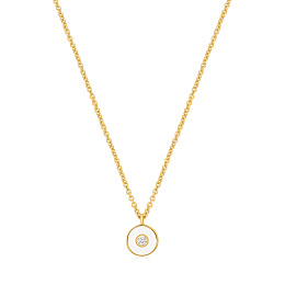 OPTIC WHITE ENAMEL DISC GOLD NECKLACE