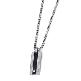 Necklace with stainless steel pendant and black PV