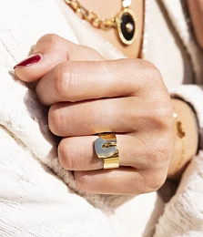 Zag Bijoux 24K Gold Plated Stainless Steel Surgical Ring/ SRR16426-01UNI