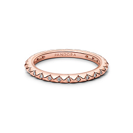 14k Rose gold-plated pyramid studded ring with cle