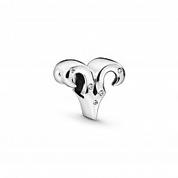 Aries sterling silver charm with clear cubiczircon