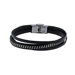 Stainless steel bracelet and black multifilament l