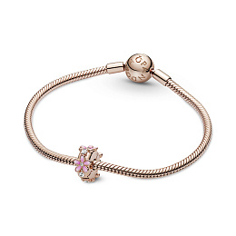 Daisy Pandora Rose clip with clear cubiczirconia and shadedpink enamel andsilicone grip