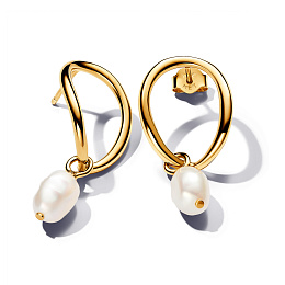 14k Gold-plated drop earrings with baroque white treated freshwater cultured pearl