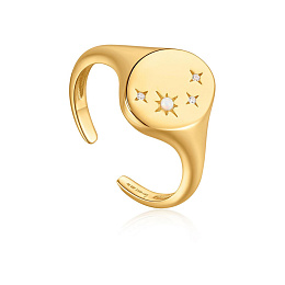 GOLD STARRY KYOTO OPAL ADJUSTABLE SIGNET RING