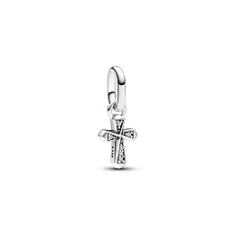 Cross sterling silver mini dangle with clear cubic zirconia