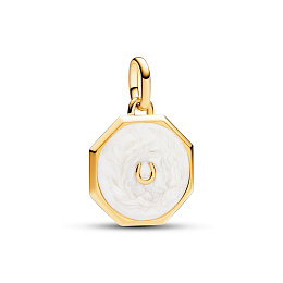 Horseshoe octagon 14k gold-plated medallion with s