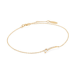 14kt Gold White Sapphire Curve Bar Bracelet
