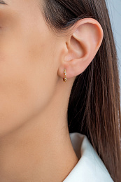 14KT Gold Stargazer Natural Diamond Huggie Hoop Earrings