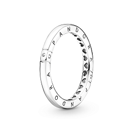 Pandora logo sterling silver ring with clearcubic zirconia