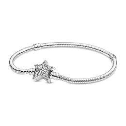 Snake chain sterling silver bracelet with star cla