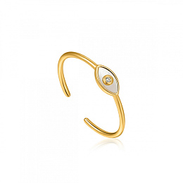 Evil Eye Gold Adjustable Ring