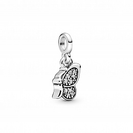 Butterfly sterling silver dangle charm with clearc