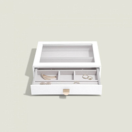 Pebble White Classic Ring/Bracelet Drawer with Gla