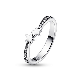 Stars sterling silver ring with clear cubic zircon